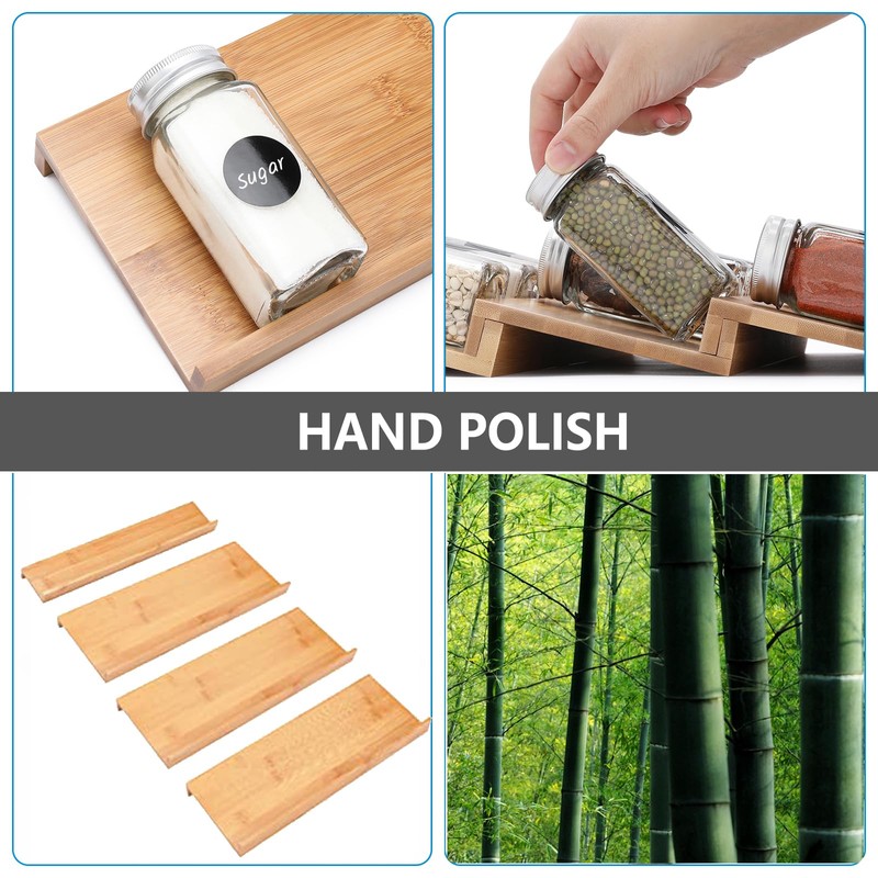 DEWVIE Bamboo Spice Drawer Organizer, 4 Tier In Drawer Spices