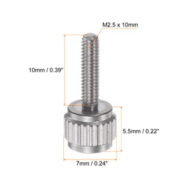 sourcing map 10pcs Vernier Calipers Locking Screws M2.5x10mm Round Flat Head Knurled Thumb Knob Bolts