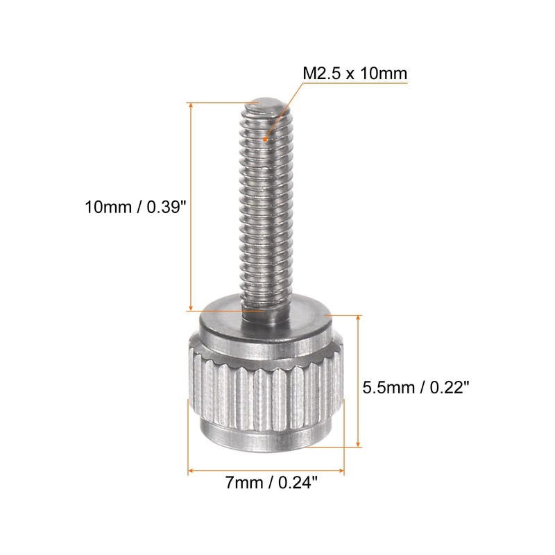 sourcing map 10pcs Vernier Calipers Locking Screws M2.5x10mm Round Flat