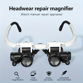 Head Mounted Magnifier with 2 LED Lights, 3 Detachable Lenses (8X-15X-23X),Adjustable Magnifying Eyeglasses Lens Magnifier, Watch Jewelry Repair Magnifier,Office Stationery& Supplies#tools set clearance#tools gadgets