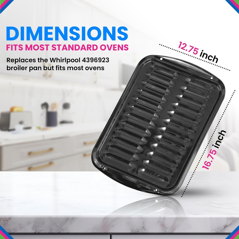 Broiler Pan for Oven Nonstick Porcelain Coated - 16.75” x