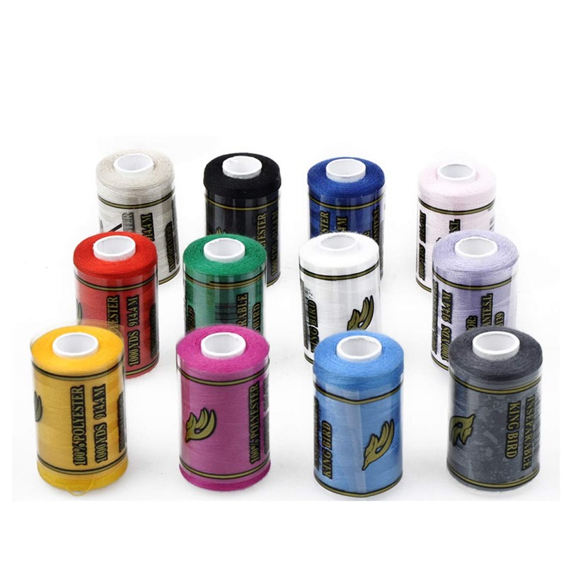 12 SPOOLS of 600 Yards Polyester Sewing Thread for Sewing