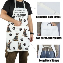 CENWA Blue Heeler Gift Funny Blue Heeler Dog Mom Dog Owner Gift A Kitchen is Not Complete Without A Blue Heeler Apron (BLUE HEELER UK)