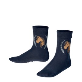 FALKE Unisex Children's Horse Socks Breathable Sustainable Cotton Reinforced Children's Socks Durable Skin-Friendly Non-Slip with Horse Motif Durable 1 Pair, Blue (navy 6120) new - environmentally