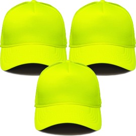 Funky Junque Foam Trucker Hat Bundle - 3 Pack - Neon Yellow (All)
