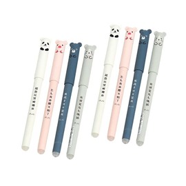 8 Cute Pigs, Panda Erasable Gel Pen, Cartoon, Erasable, Easy to Rub, Magic Rub Gel Pen, Cute Ballpoint Pens, Black