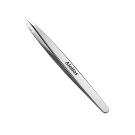 AioBos Precision Tweezers Mini Size Heat Treated Sandblast Firm Catch Eyebrow Tweezers Nose Tweezers Thin Tweezers Tweezers with Storage Leather Case (Flat Tip)
