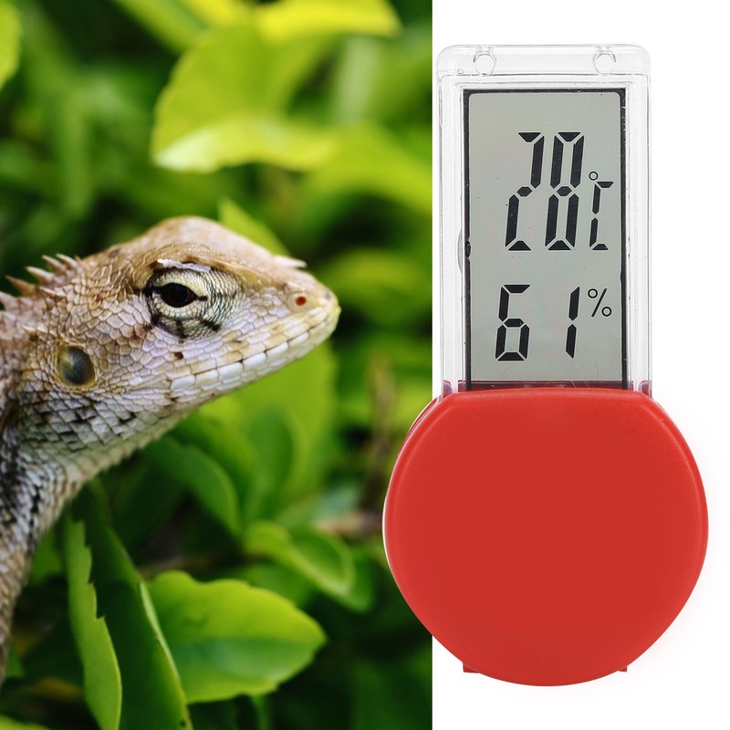 Reptile Terrarium Thermometer Hygrometer Digital Display Pet Tank Temperature GaugeRed