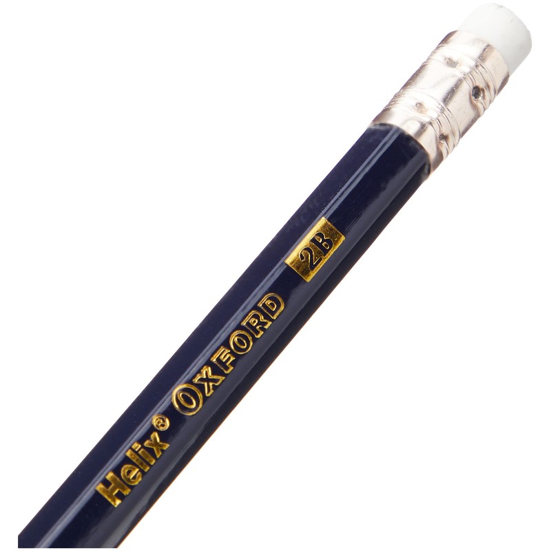 Helix Oxford 2B Grade Graphite Pencils with Eraser Tip (Pack