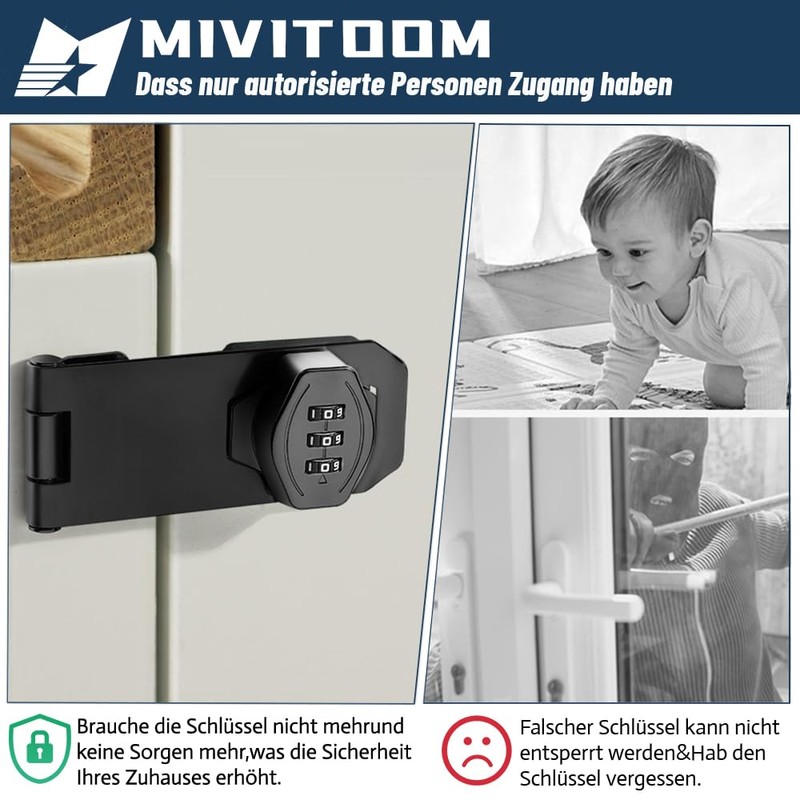 Hasp Lockable 4 Inch Security Hasp, Combination Lock, Door Lock,