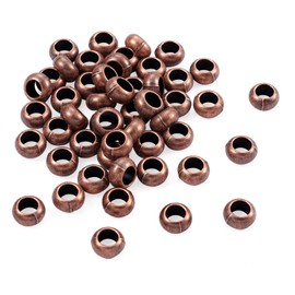 Fashewelry 50Pcs Red Copper European Rondelle Ring Spacer Beads Tibetan Large Hole Flat Round Donut Metal Beads 5.5x9.5mm for Leather Macrame Jewelry Bracelet Necklace Making Hole: 5mm