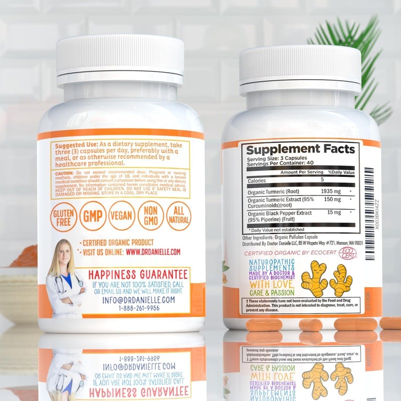 Organic Turmeric Curcumin with Black Pepper Extract 2000mg - High