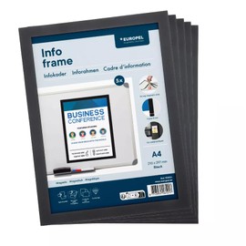 Cornice Magnetica A4 Nera Set 5, 230x315mm, Lavagna Bianca Ufficio