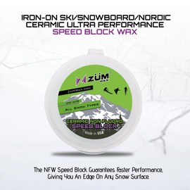 ZUMWAX Iron-On Ski/Snowboard/Nordic CERAMIC Ultra Performance Speed Block WAX – 25g, PFAS-Free, Eco-Friendly, Pure Race Wax for Old and Artificial Snow, Durable High-Speed Competition Wax, Made in USA
