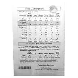 True Companion Quilt Pattern, Jelly Roll, Bali Pop, 2.5 Strip Friendly, 6 Finished Size options by Cozy Quilt Designs