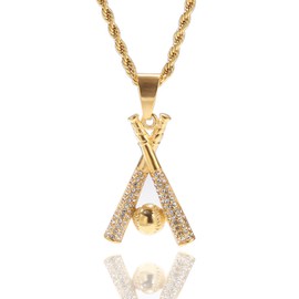 ZOMAND Baseball Chain Baseball Bat Necklaces for Boys Stainless Steel Baseball Chain Pendant Necklace for Men Women