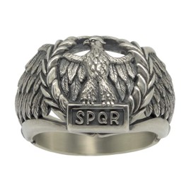 Handcrafted Sterling Silver 925 Custom Made Roman Empire Eagle SPQR Biker mens Ring