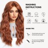 OUFEI Auburn Long Wavy Wig for Women with Curtain Fringe