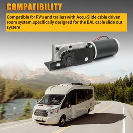 225008 RV Slide Out Motor R25075 Gearbox High Output Motor 13 Tooth Sprocket for RV Trailers with Accu-Slide Cable Driven Room System Replace R25076-1 Gearbox R25076 BAL Accu Slide Parts