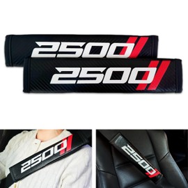 LeRoc Seat Belt Strap Cover Pad, Compatible with Dodge Ram 1500 2500 3500 Decoration, Interior Car Accessories, Carbon Fiber Leather, Shoulder Neck Cushion Protector, 2 PCS, Black and Red, (2500)