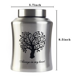 P.J homsv Urn for Ashes for Women Men Large Cremation Urns for Adult Male Female Decorative Urns Silver Stainless Steel Up to 160lbs