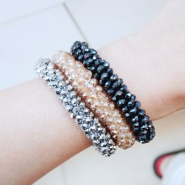 Crystal Cluster Bracelet and Ponytail Holder / Hair Tie / Hair Band 4 Colors