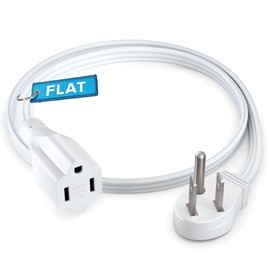 Maximm Extension Cord (2 Feet) 1 Outlet Flat Wire, 3-Prong 45° Angled Flat Plug, 16 AWG Power Cord - UL Certified (White)