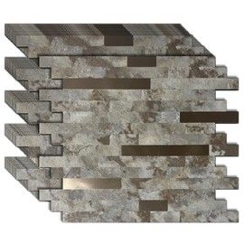 weimeisc 10 Sheets Peel and Stick Backsplash Tile for Kitchen, Self-Adhesive Mosaic Tile, Stick on Bathroom Vanities，Fireplace Décor, Laundry Table(11.25" X 12.7") (Coffee+Bronze)