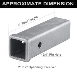 864454 REYSUN Hitch Adapter Weld on Trailer Hitch Receiver Tube 2-inch X 9-inch Combo Bar, Raw Steel Hitch Bar