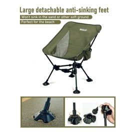 WildCall Lightweight Folding Camping Chair Compact Beach Chair with Anti-Sinking Large Feet
