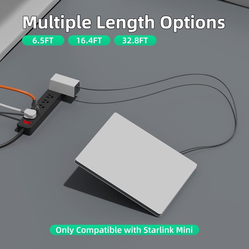 Starlink Mini DC Power Cable 16.4ft, Extension Replacement DC Power