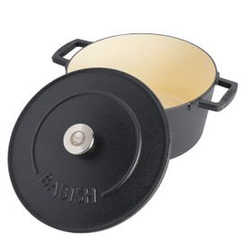 Babish 6-Quart Round Enamel Cast Iron Dutch Oven with Lid – Matte Black, Heavy-Duty Dutch Oven for Slow Cooking, Braising & Baking