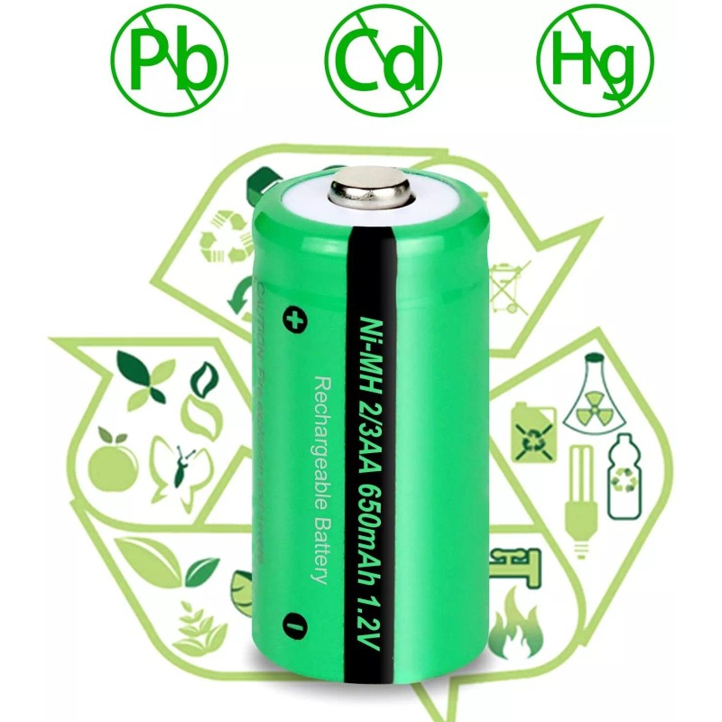 PKCELL 2x 2/3AA Solar Garden lights Batteries NI-MH Rechargeable Battery