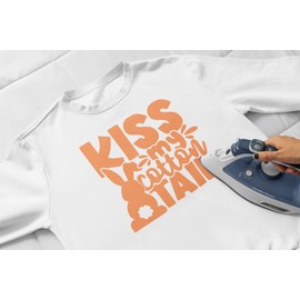 Kiss My Cotton Tail Iron On Decal, Easter Transfer, Shirt Decal, Heat Transfer, DIY Crafts, Iron-On Patch, Vinyl Applique, Iron On Almost Anything in 5 Min (Orange)