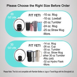 20 oz Tumbler Lid for YETI, 2 Pack Magnetic Slider Replacement Lids for YETI 20 oz Tumbler, 10/24 oz Mug, 10oz Lowball, Spill Proof Cup Lids Compatible for Ozark Trail, Old Style Rtic, BPA Free