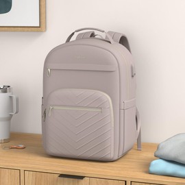 VANKEAN 17.3 Inch Laptop Backpack for Women Work Laptop Bag Fashion with USB Port, Waterproof Backpacks Stylish Travel Bags Casual Daypacks for College, Business, Light Dusty Pink