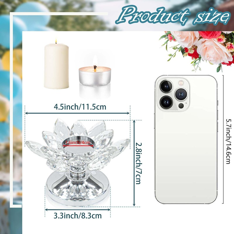 Crystal Lotus Flower Tea Light Holder, Glass Lotus Tealight Candlestick