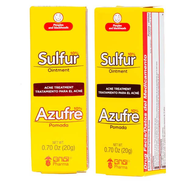Grisi Sulfur Ointment, Ointment with 10% Sulfur, Assists You in Treating Pimples, Blackheads or Blemishes, Acne Treatment,2-Pack of 0.70 Oz, Tubes.