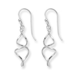 Heather Needham Sterling Silver Dangly Earrings - twist spiral earrings - SIZE: 20mm. Gift boxed 6310