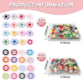 Rckcu 800Pcs Mixed Color Resin Flower and Round 2-Hole Buttons for Shirts, Sweaters, and DIY Crafts