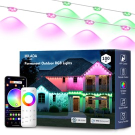 MILADALED Permanent Outdoor Lights RGB 100FT Outdoor Decor IP68 Waterproof Suitable for Holiday Decoration Christmas Lights
