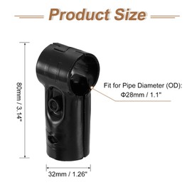 uxcell 4 Pcs End Rail Clamps, 1-1/8" T-shape Pipe Clamp Structural Pipe Connectors Corner Pipe Fittings Chain Link Clamps with Screws for DIY Shelf Garden Support, Black