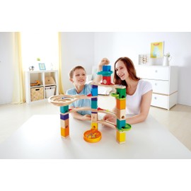 Hape Quadrilla Cliffhanger Wooden Marble Run Blocks | Marble Maze Run Set, Early Educational STEM Development Building Toys for Kids, Multicolor, Model:E6020