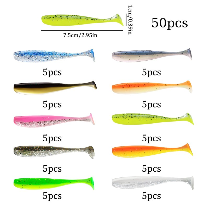 ELEpl Pack of 50 7.5 cm Rubber Fish Set Built-in