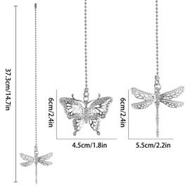 STNRST-IN Ceiling Fan Pull Chain Extender, 2Pcs Dragonfly and Butterfly Ceiling Fan Pull Chain Set with Ball Chain Connector for Bedroom Bathroom Light Ceiling Light Fan