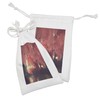 Ambesonne Nature Fabric Pouch Set of 2, Enchanted Mist Forest