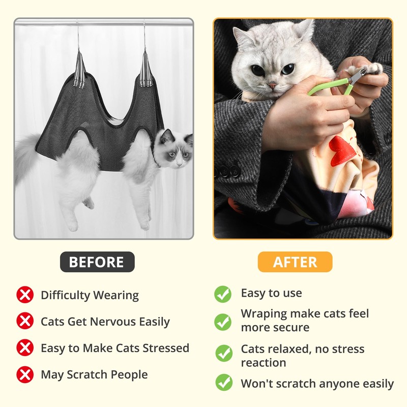 Cat Grooming Wrap,Anti-Escape Cat Wrap for Grooming,Self-Adherent Soft Cat Blanket