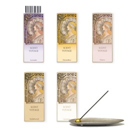 Scent Voyage Incense Set of 5 Types with Oyster Oyster and Cherry Blossoms, Lavender, Small Smoke, Healing Time