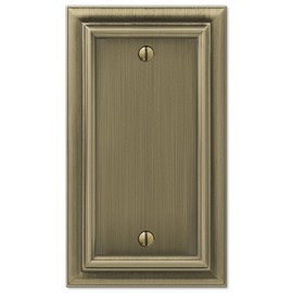 AMERELLE 94BBB Continental Single Blank Cast Metal Wallplate in Brushed Brass