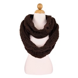 TrendsBlue Premium Winter Thick Infinity Twist Cable Knit Scarf, Brown